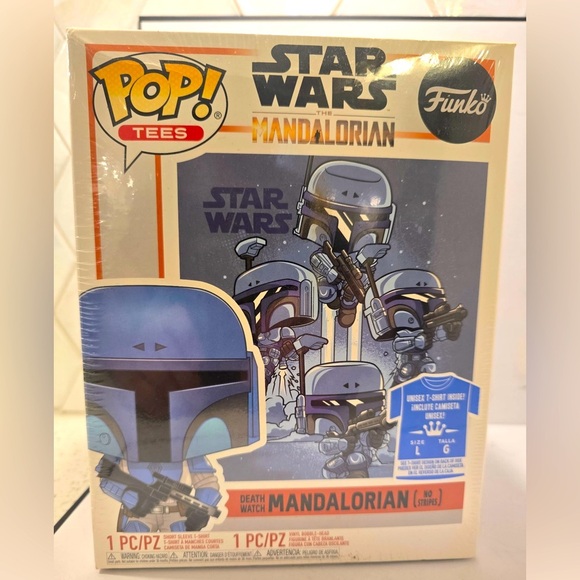 Funko Pop Death Watch Mandalorian Unisex Tee Large & Vinyl Figure Star War NEW - Picture 1 of 4